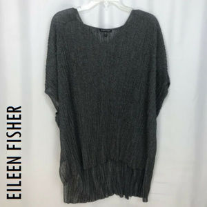 Eileen Fisher V-Neck High Low Semi-Sheer Tunic M